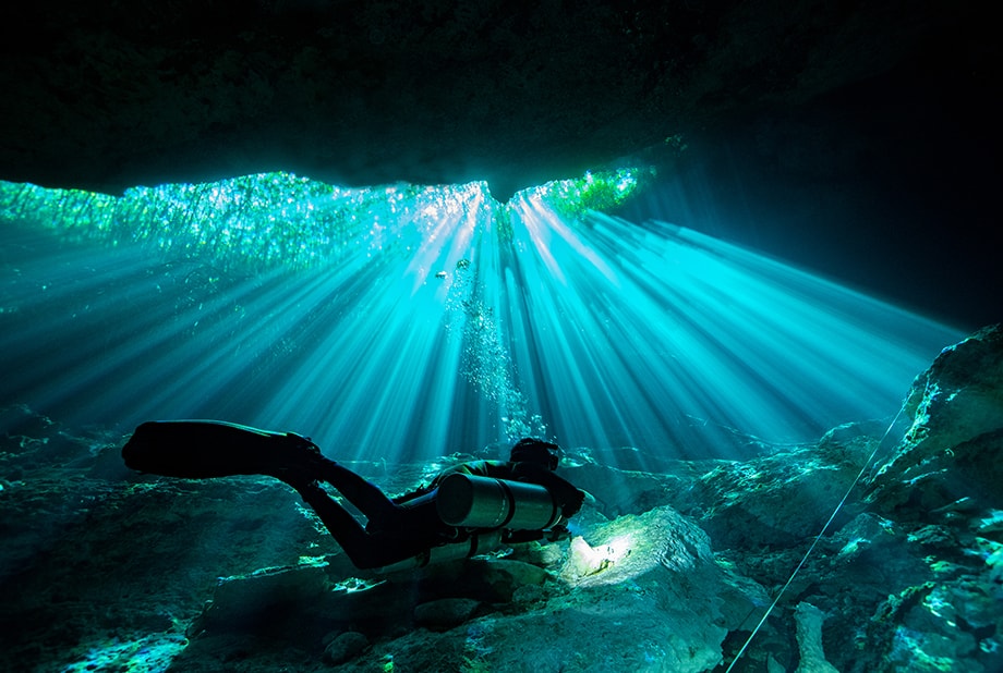 cavern-diver-03 Cenote cave diving in Playa del Carmen