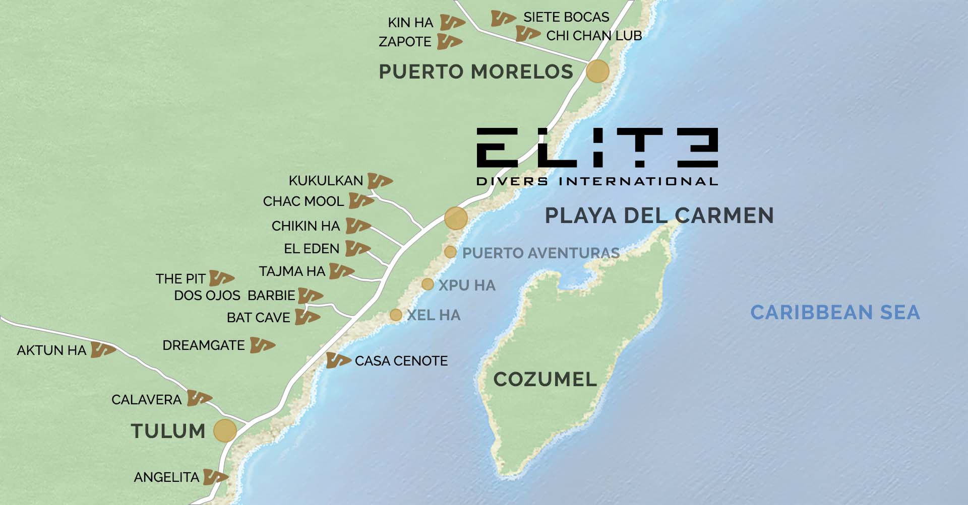 Map of cenote cavern diving