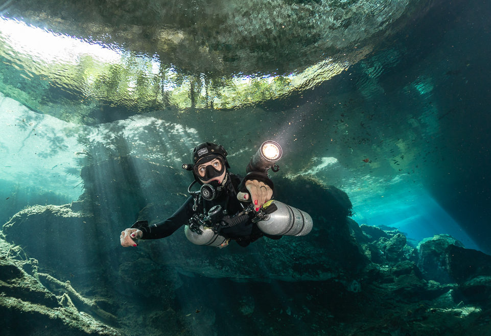 Cenote cave diving in Playa del Carmen
